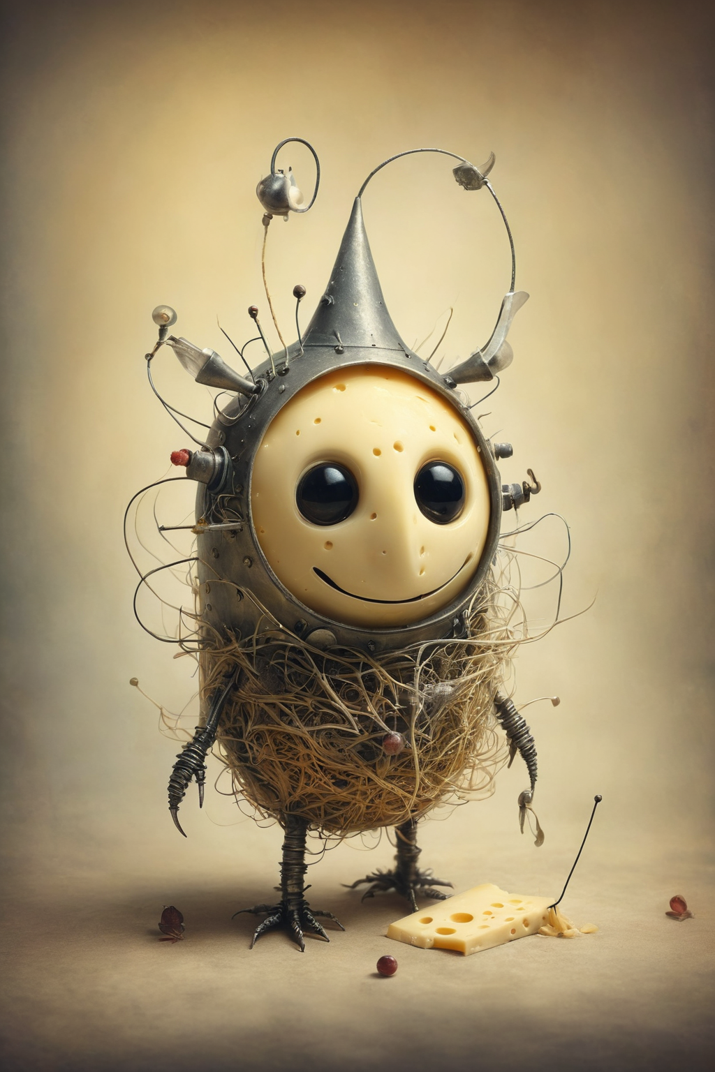 01496-2464565872-Fantastical creature made of cheese,Inspired by the machinarium,ethereal being,surreal sketch,reminiscent of Hieronymus Bosch,.png